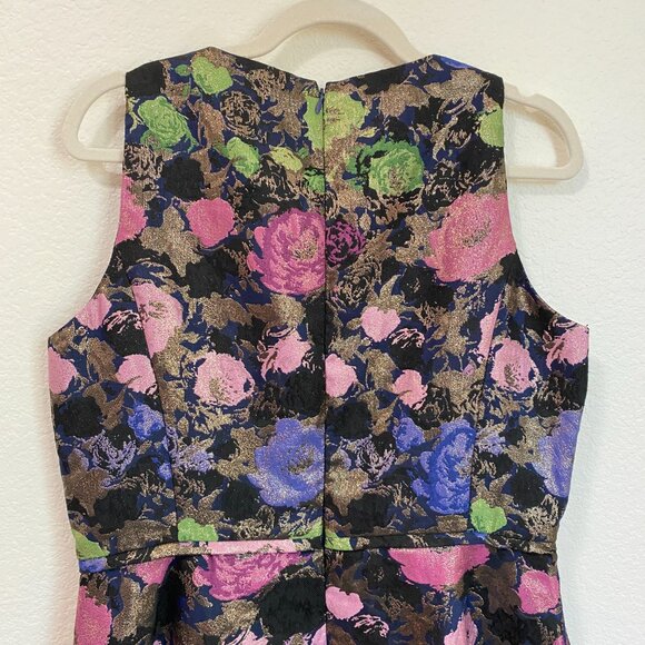 Tahari ASL Metallic Floral Jacquard Fit & Flare Dress 12 Petite - Picture 8 of 9